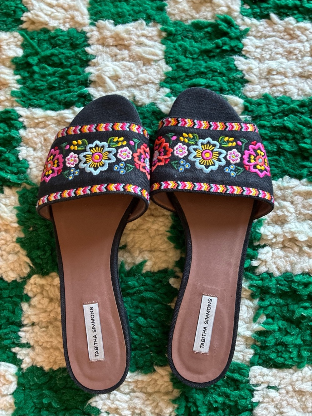 Tabitha Simmons Sprinkles Floral Embroidered Sandals Made In Italy boho chic